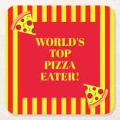 世界一のピザ食べ物食べ食べ物物選手権 スクエアペーパーコースター (正面)