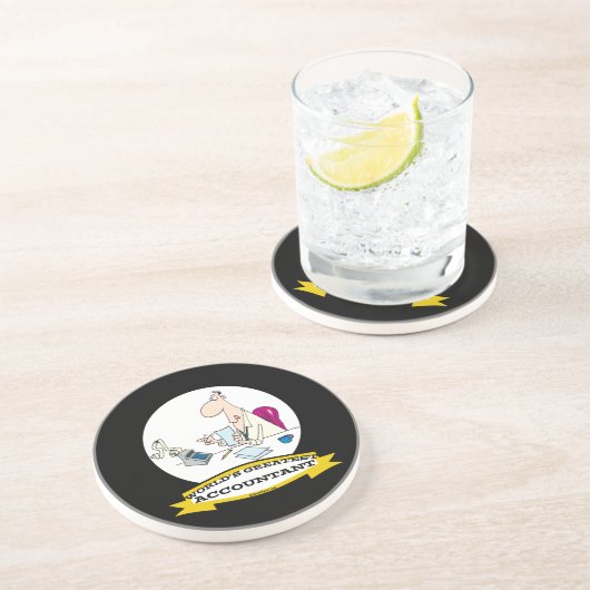 世界一の会計士の男性の漫画 コースター (側面)