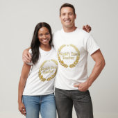世界一の先生 金の月桂樹のリース 壁掛け時計 Tシャツ (ユニセックス)