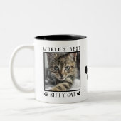 世界一の子猫の足跡 名前 ペット写真 ツートーンマグカップ (左)