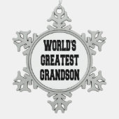 世界一の孫 スノーフレークピューターオーナメント (正面)