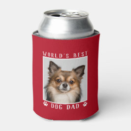 世界一の愛犬家パウプリントペットフォト赤デザイン 缶クーラー