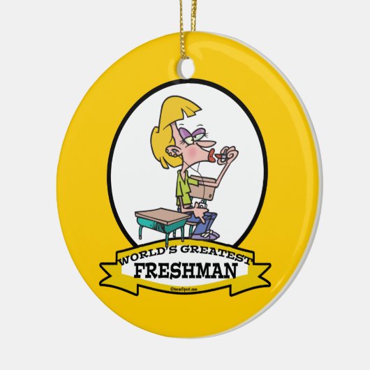 世界一の新入生の少女の漫画 セラミックオーナメント (左)