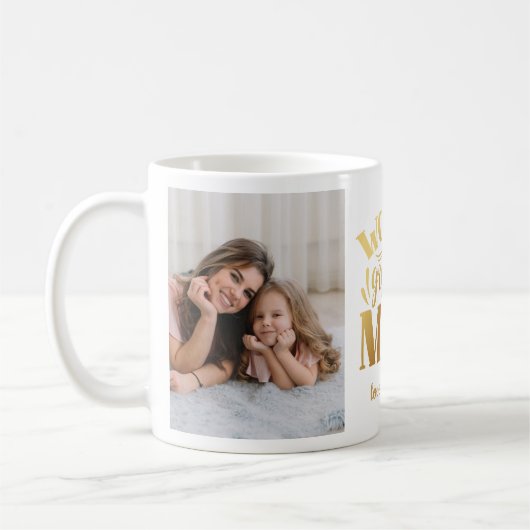 世界一の母の写真パーソナライズされたコラージュ コーヒーマグカップ (左)