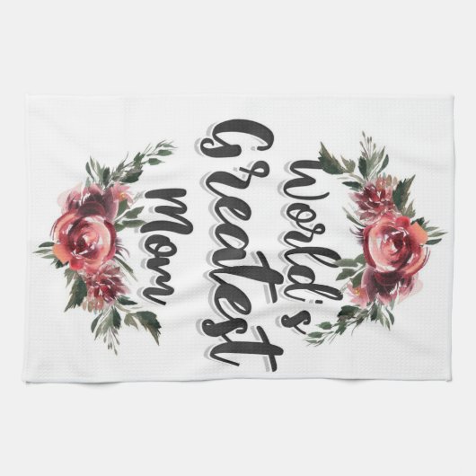 世界一の母|お母さんへの贈り物 キッチンタオル (横)