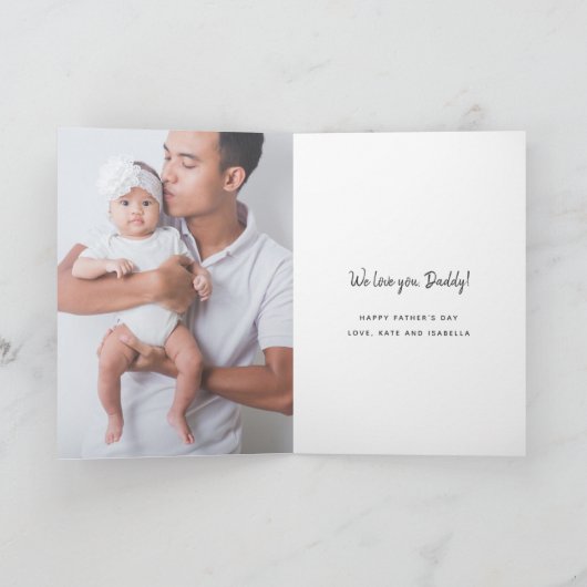 世界一の父の日のパパ用フォトカード カード (内部)