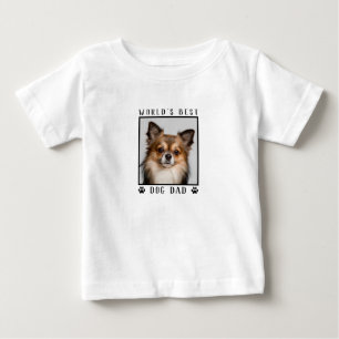 世界一の犬のお父さん 肉球プリントのペット写真入りグレーTシャツ ベビーTシャツ
