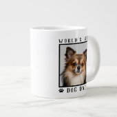 世界一の犬のお父さん 肉球 ペット写真入り ジャンボコーヒーマグカップ (正面右)