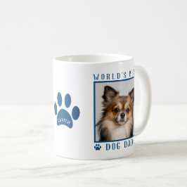 世界一の犬のお父さん 青い足跡 名前 ペット写真 コーヒーマグカップ
