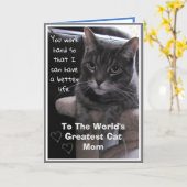 世界一の猫の母親おもしろカード カード (黄色い花)