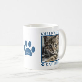 世界一の猫パパ 青い肉球 名前入りペットフォト コーヒーマグカップ