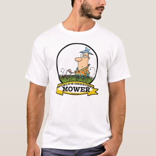 世界一の芝刈り機男のキャラクター Tシャツ (正面)