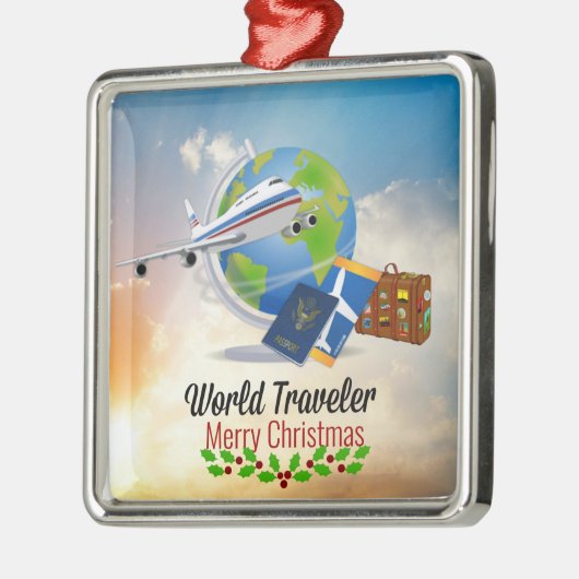 世界一周旅行、メリークリスマス。 メタルオーナメント (左)