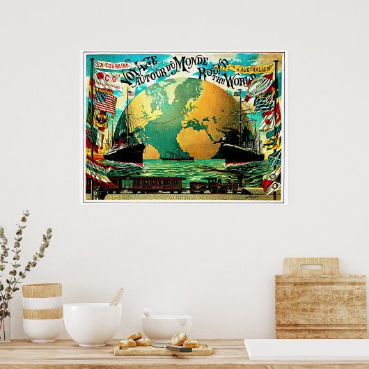 世界一周航海ヴィンテージ旅行 ポスター (キッチン)