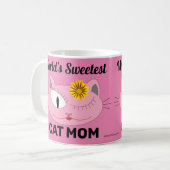 世界一甘いCAT MOM ピンクの猫の顔 コーヒーマグカップ (正面左)