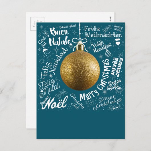 世界中からのメリークリスマスグリーティングカード シーズンポストカード (正面/裏面)