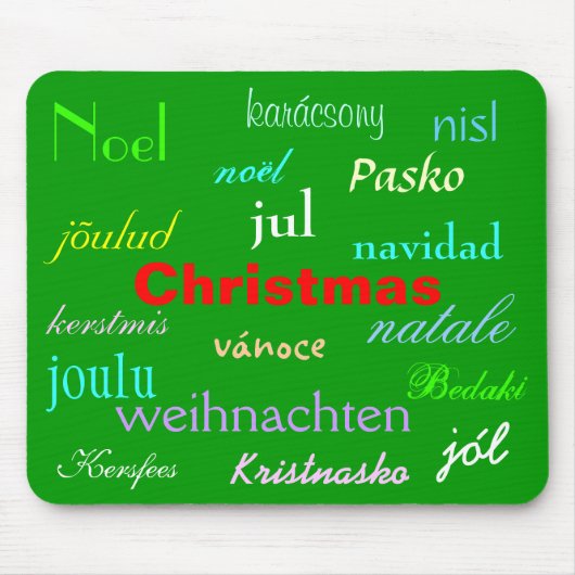 世界中から集まったクリスマスを緑で彩る マウスパッド (正面)