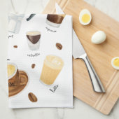 世界中から集まった水色のコーヒー飲料 キッチンタオル (四つ折り)