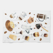 世界中から集まった水色のコーヒー飲料 キッチンタオル (横)