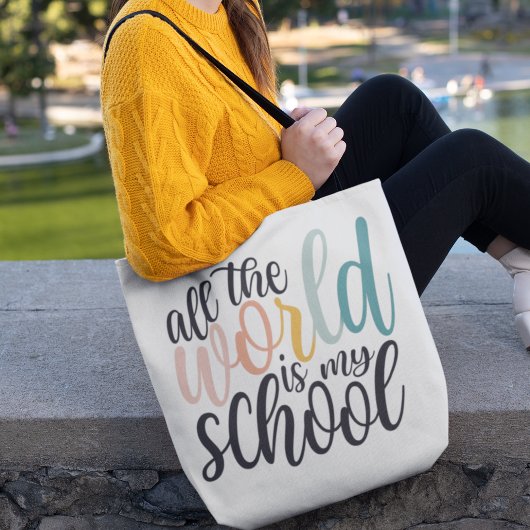 世界中が私の学校ホームスクーラーのトートバッグ トートバッグ