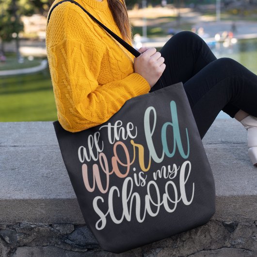 世界中が私の学校ホームスクーラーのトートバッグ トートバッグ
