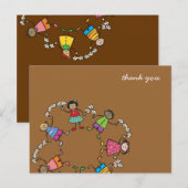 世界中でかわいい漫画の幸せな子供の友達,手を繋いで ポストカード (正面/裏面)