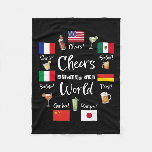 世界中での乾杯 旅行 飲酒 おもしろ フリースブランケット (正面)