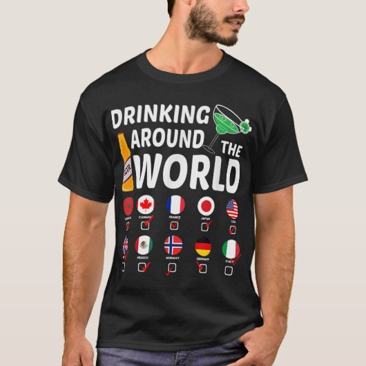 世界中で飲む恋人の贈り物を飲む Tシャツ (正面)