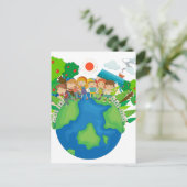 世界中に子どもたちが立っている ポストカード (スタンド正面)