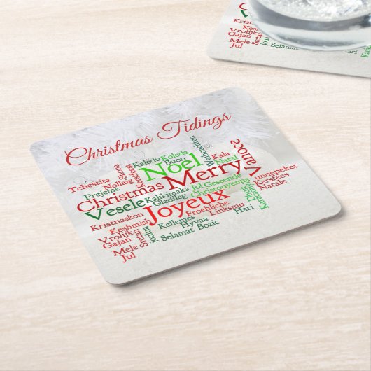 世界中のクリスマスのイベント スクエアペーパーコースター (アングル)