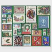 世界中のクリスマス切手 ラッピングペーパー (フラット)