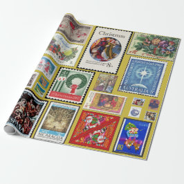 世界中のクリスマス切手 ラッピングペーパー