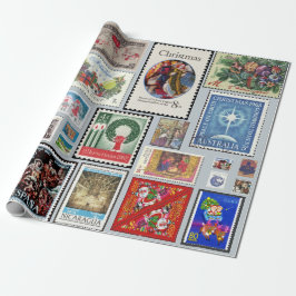 世界中のクリスマス切手 ラッピングペーパー
