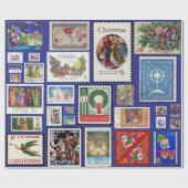 世界中のクリスマス切手 ラッピングペーパー (フラット)