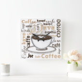 世界中のコーヒー スクエア壁時計 (ホーム)