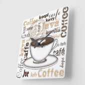 世界中のコーヒー スクエア壁時計 (傾斜)