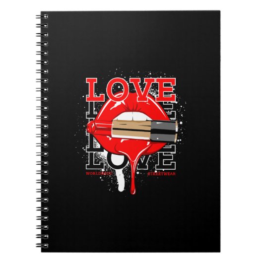 世界中のストリートウェアの唇ヴィンテージファッション ノートブック (正面)