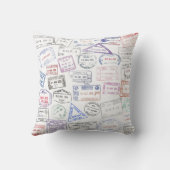 世界中のビザのパスポートが装飾用クッション クッション (裏面)