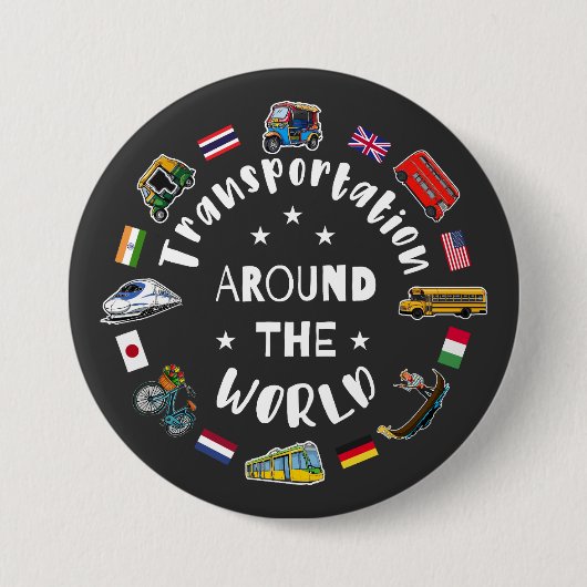 世界中の交通手段 缶バッジ (正面)