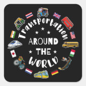 世界中の交通機関 スクエアシール (正面)