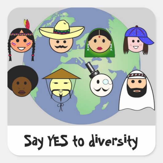 世界中の人々がアンチ人種差別を支持する スクエアシール (正面)