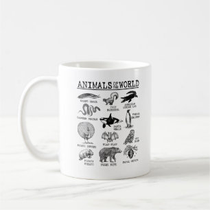 世界中の動物ヴィンテージ面白動物ミーム コーヒーマグカップ