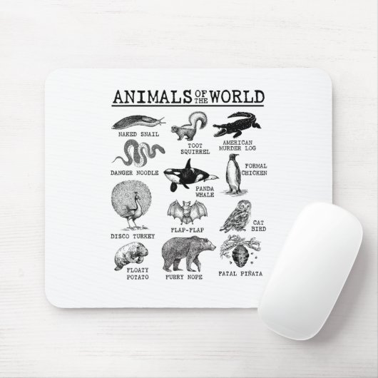 世界中の動物ヴィンテージ面白動物ミーム マウスパッド (マウス)
