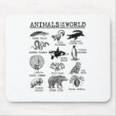 世界中の動物ヴィンテージ面白動物ミーム マウスパッド (正面)
