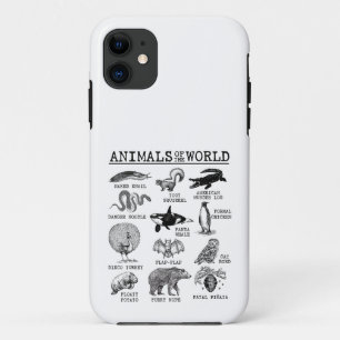 世界中の動物ヴィンテージ面白動物ミーム iPhone 11 ケース