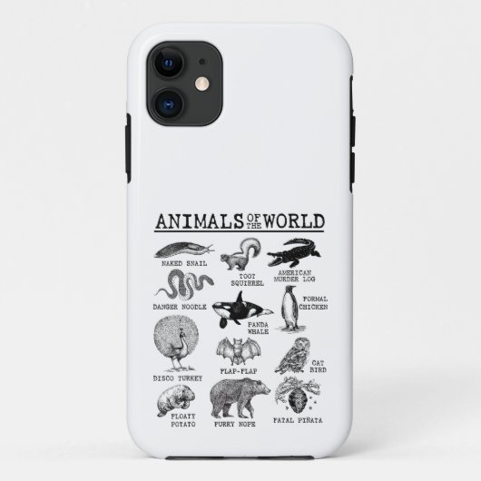 世界中の動物ヴィンテージ面白動物ミーム Case-Mate iPhoneケース (裏面)