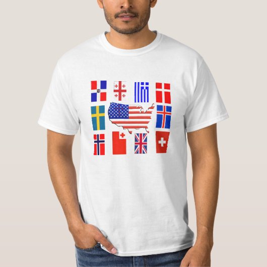 世界中の十字の旗 Tシャツ (正面)