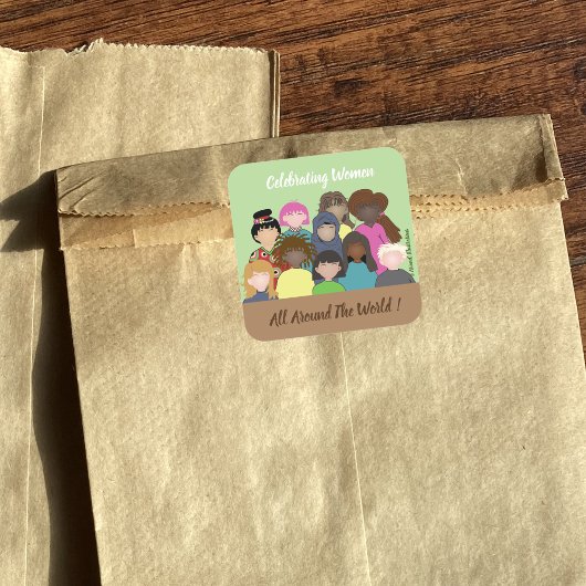 世界中の女性を祝うステッカー スクエアシール