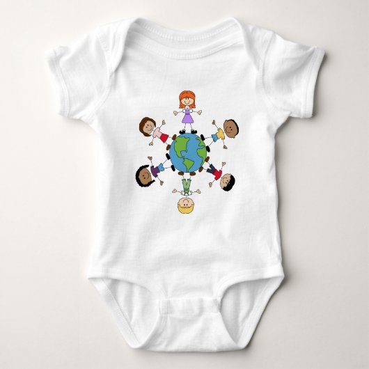 世界中の子どもたち ベビーボディスーツ (正面)