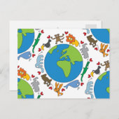 世界中の平和で可愛いアニメの動物 ポストカード (正面/裏面)